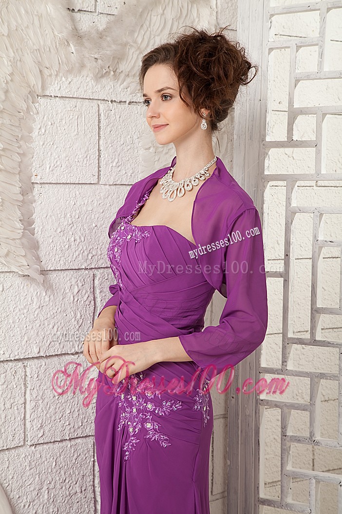 One Shoulder Purple Dresses For Prom with Jacket