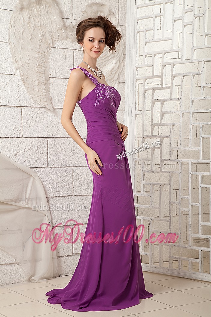 One Shoulder Purple Dresses For Prom with Jacket