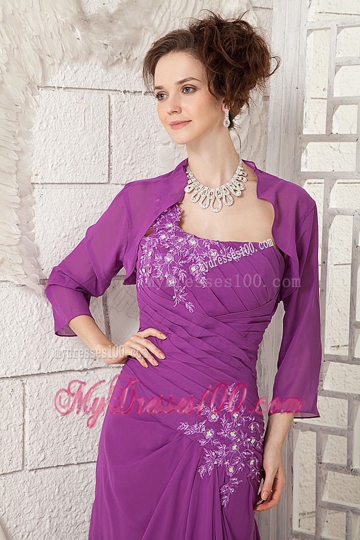 One Shoulder Purple Dresses For Prom with Jacket