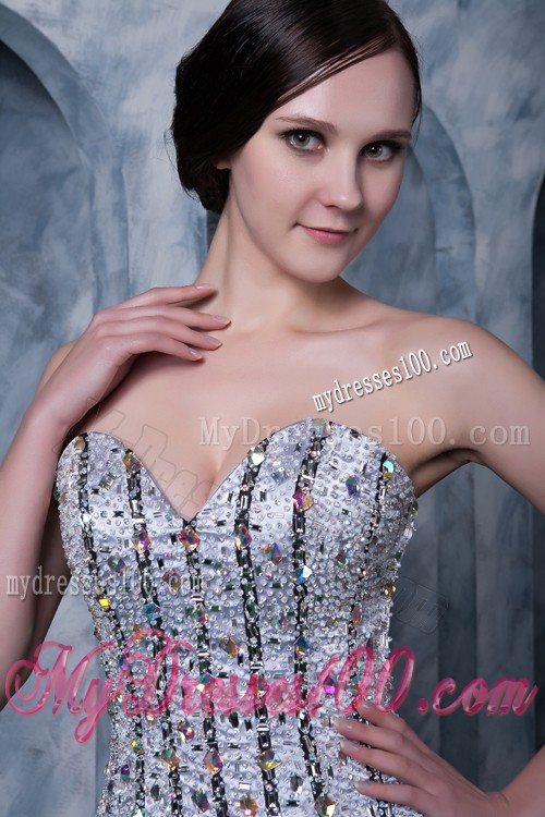 Sweetheart Fitted Beaded Black and White Prom Dress for Ladies