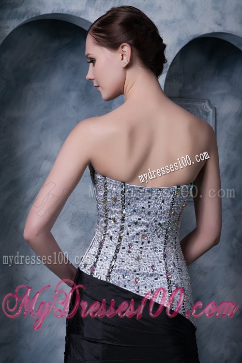 Sweetheart Fitted Beaded Black and White Prom Dress for Ladies