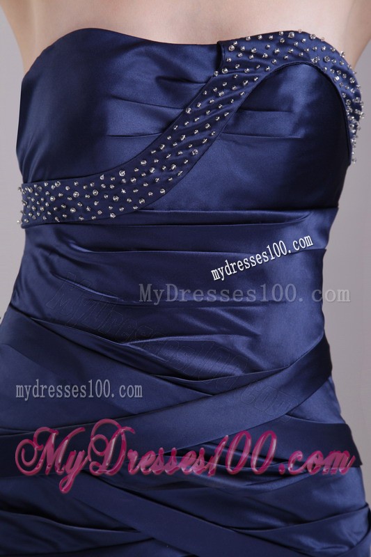 Customer Made Beaded Ruche Short Prom Dress in Navy Blue