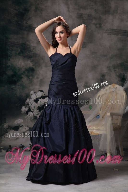 Halter Top Prom Dress with Ruching Appliques and Tiers For Lady