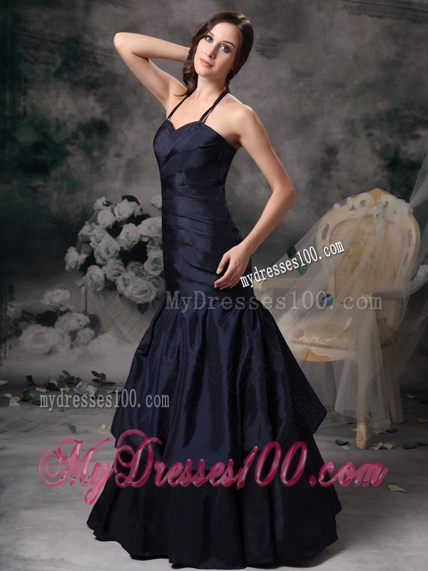 Halter Top Prom Dress with Ruching Appliques and Tiers For Lady