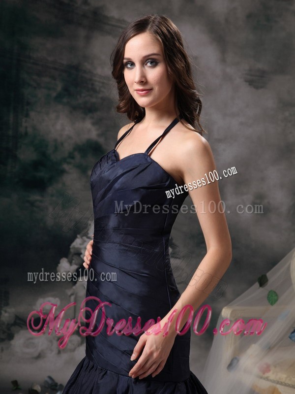 Halter Top Prom Dress with Ruching Appliques and Tiers For Lady