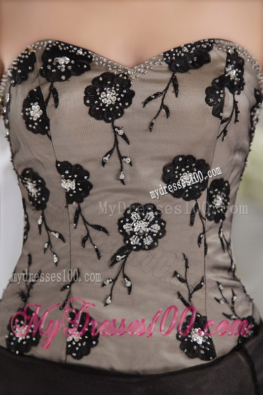 Popular Embroidery Beaded High-low Prom Dress in Brown Ruffle Layers