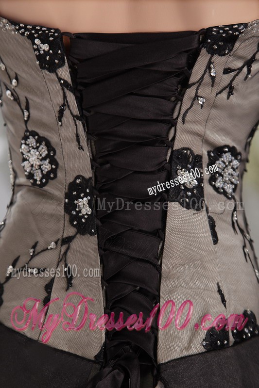 Popular Embroidery Beaded High-low Prom Dress in Brown Ruffle Layers