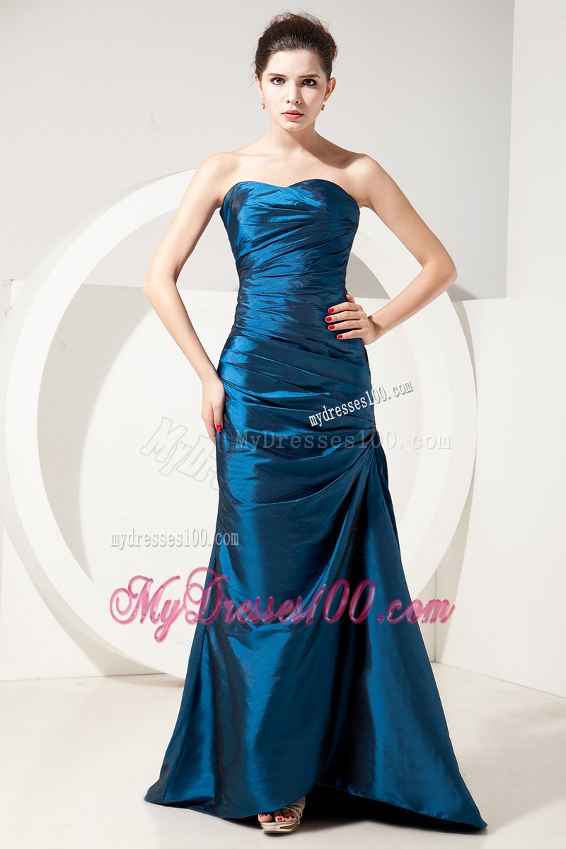Elegant Lace-up Back Strapless Ruche Sweetheart Prom Dresses