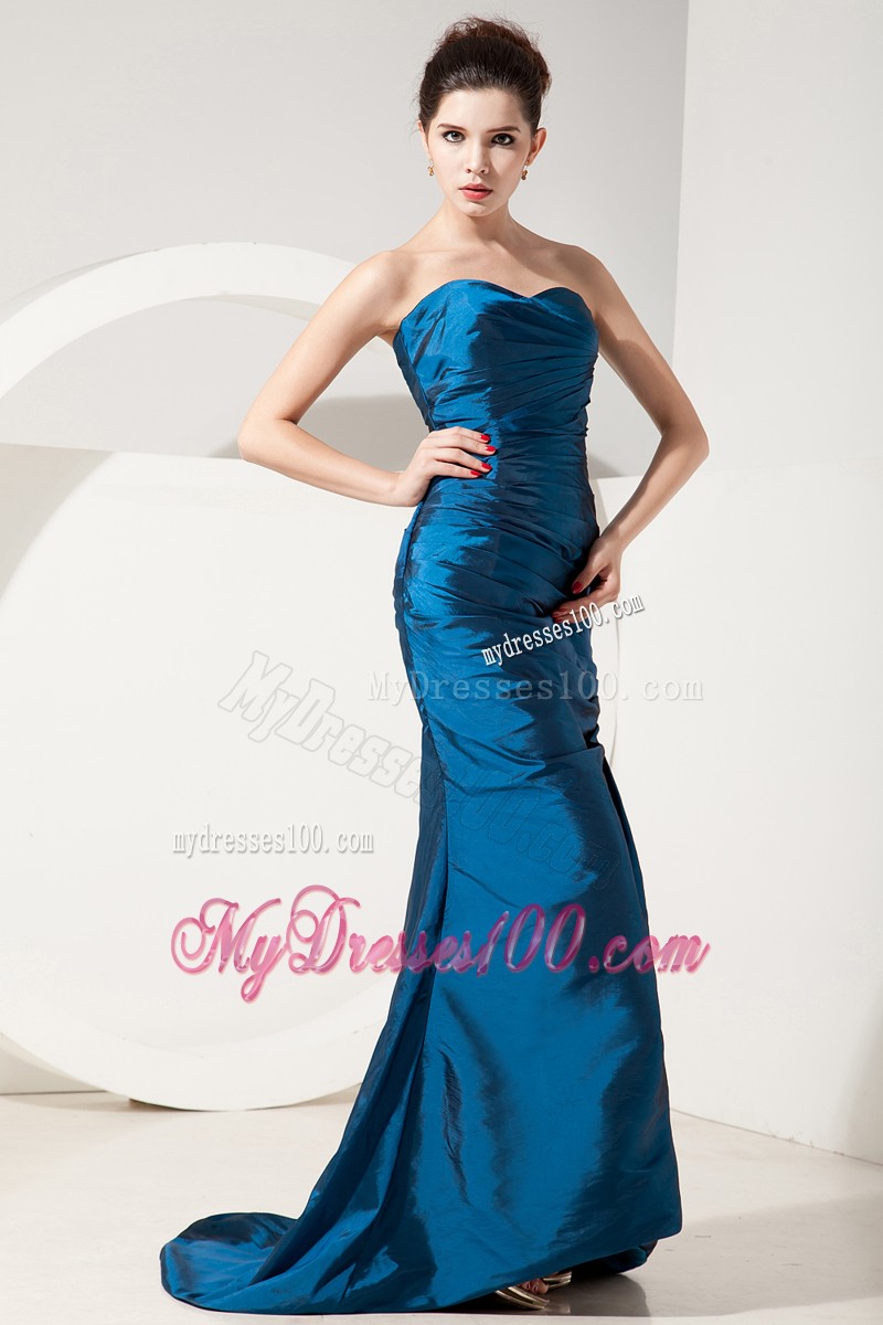 Elegant Lace-up Back Strapless Ruche Sweetheart Prom Dresses