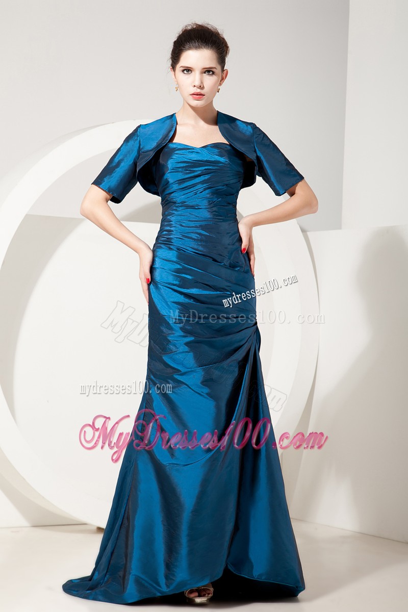 Elegant Lace-up Back Strapless Ruche Sweetheart Prom Dresses