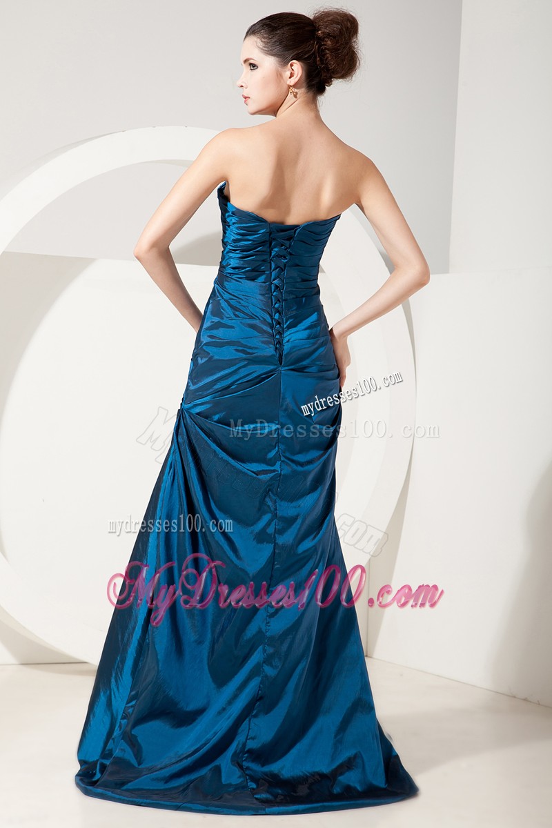 Elegant Lace-up Back Strapless Ruche Sweetheart Prom Dresses