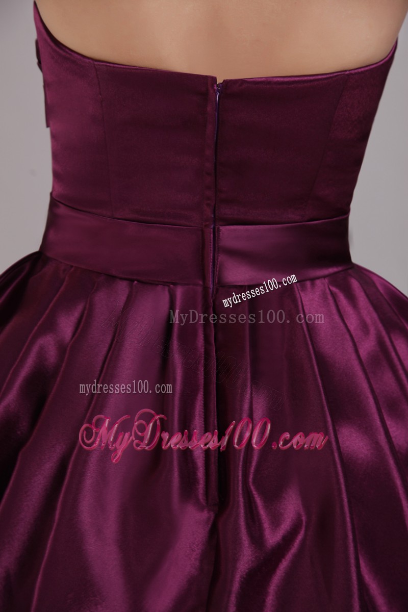 Elegant Mini Sweetheart Pick-ups Prom Dresses in Burgundy Strapless