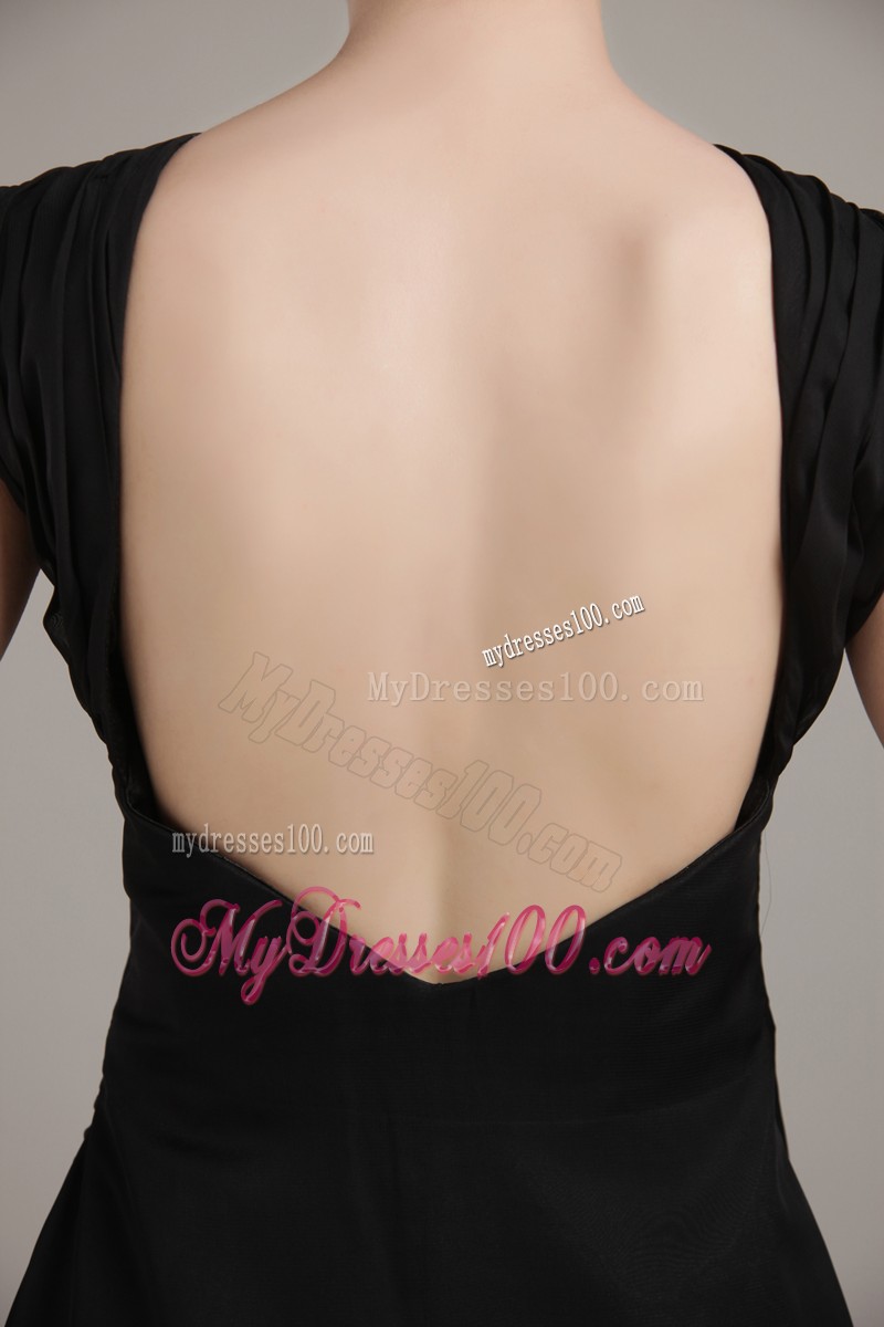Elegant Backless Bateau Neckline Black Mini Prom Dresses