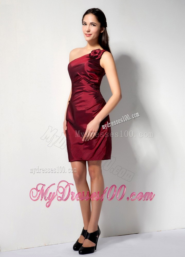 Sheath Hand Made Flowers One Shoulder Prom Gown in Fashion
