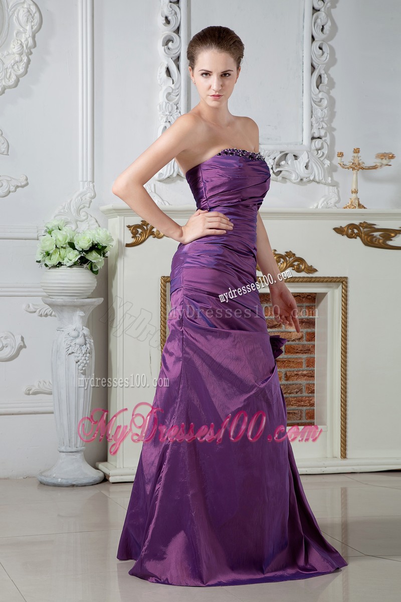 Beaded Strapless Prom Gowns with Ruching and Hand Made Flowers