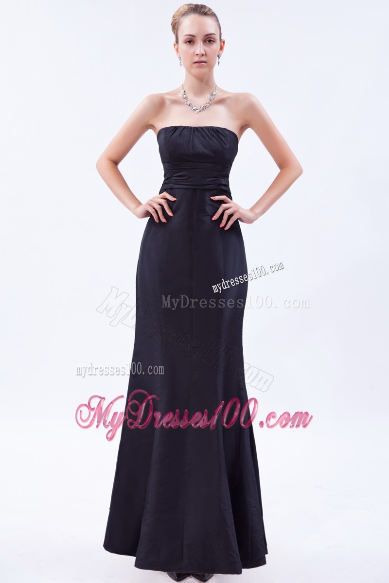 Beautiful Big Bowknot Back Floor Length Prom Dress Navy Blue