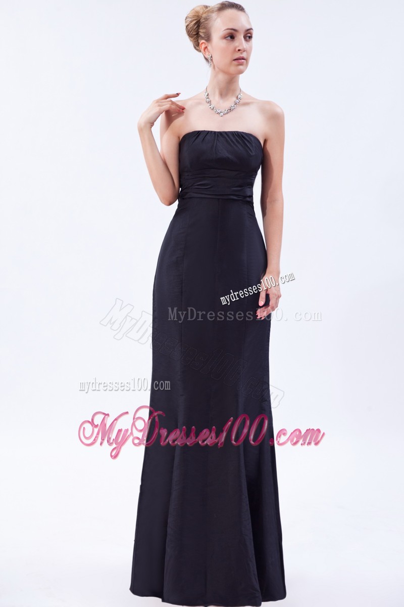 Beautiful Big Bowknot Back Floor Length Prom Dress Navy Blue