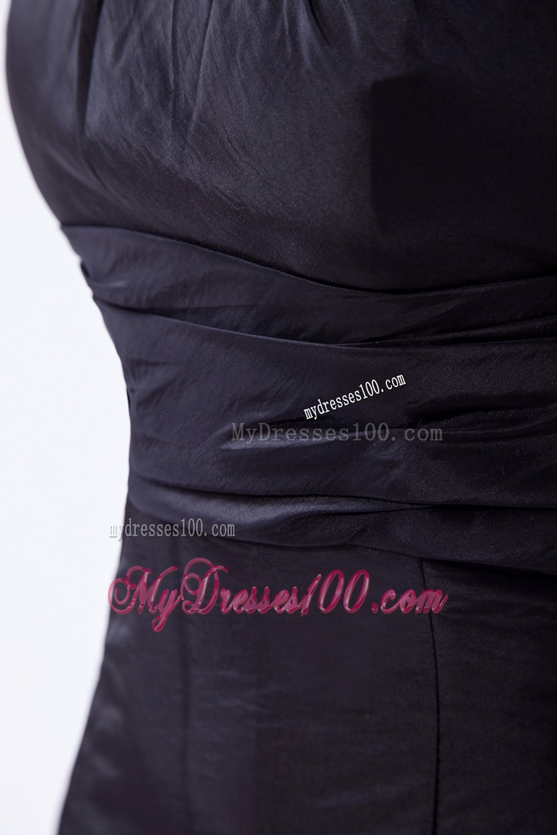 Beautiful Big Bowknot Back Floor Length Prom Dress Navy Blue