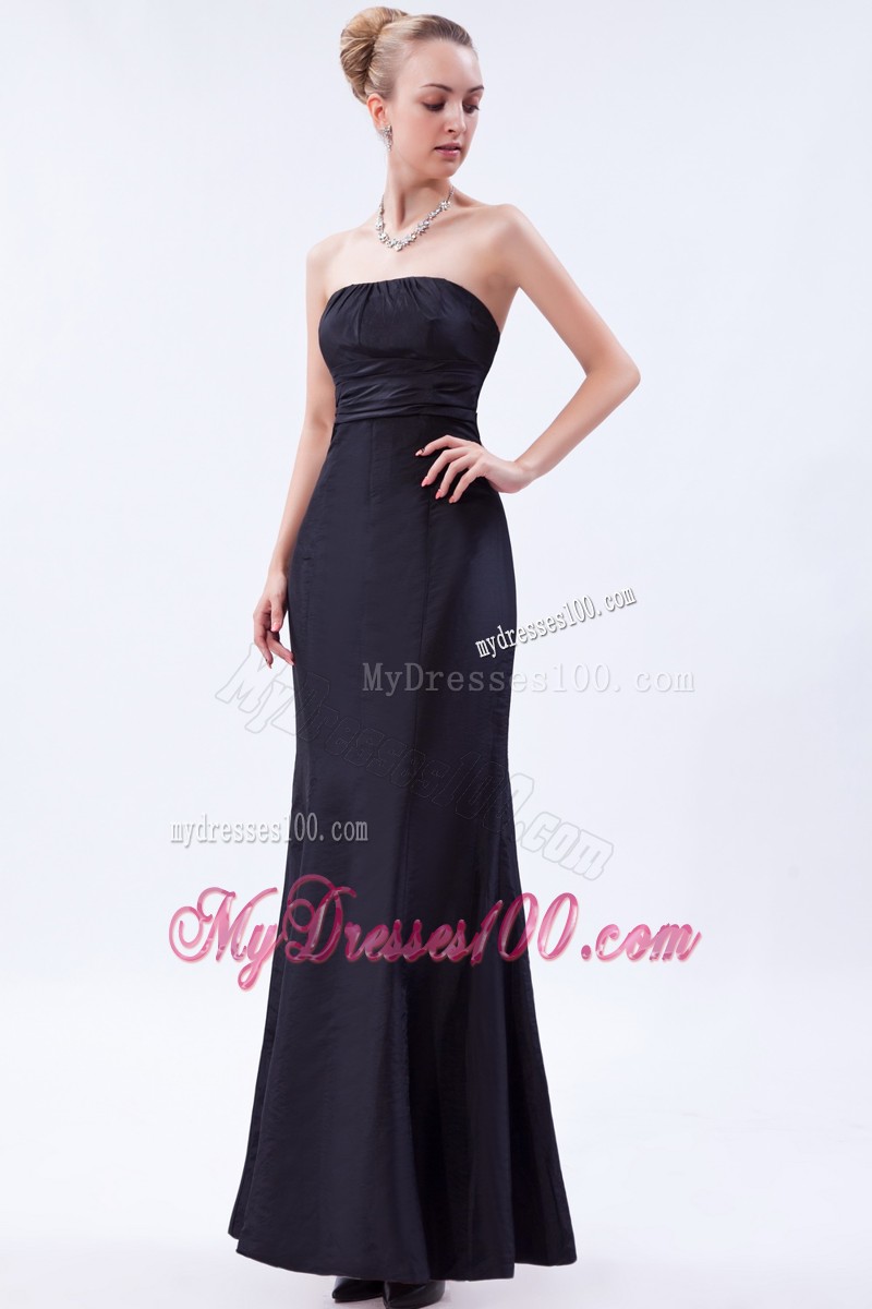 Beautiful Big Bowknot Back Floor Length Prom Dress Navy Blue