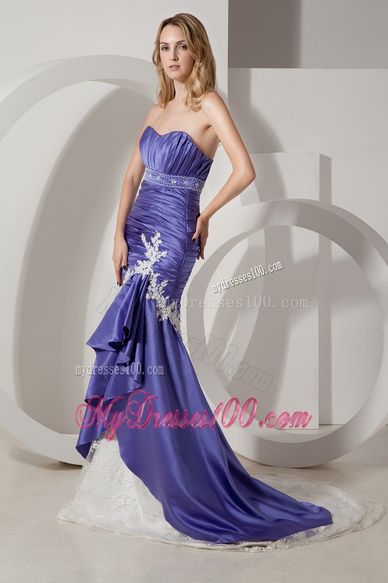 Mermaid Train Sweetheart Elastic Wove Prom Dress in Purple