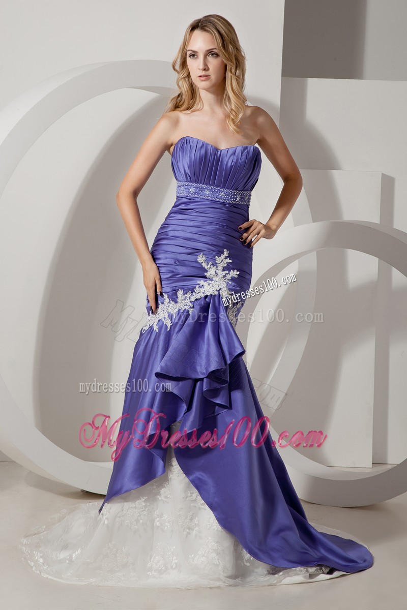 Mermaid Train Sweetheart Elastic Wove Prom Dress in Purple