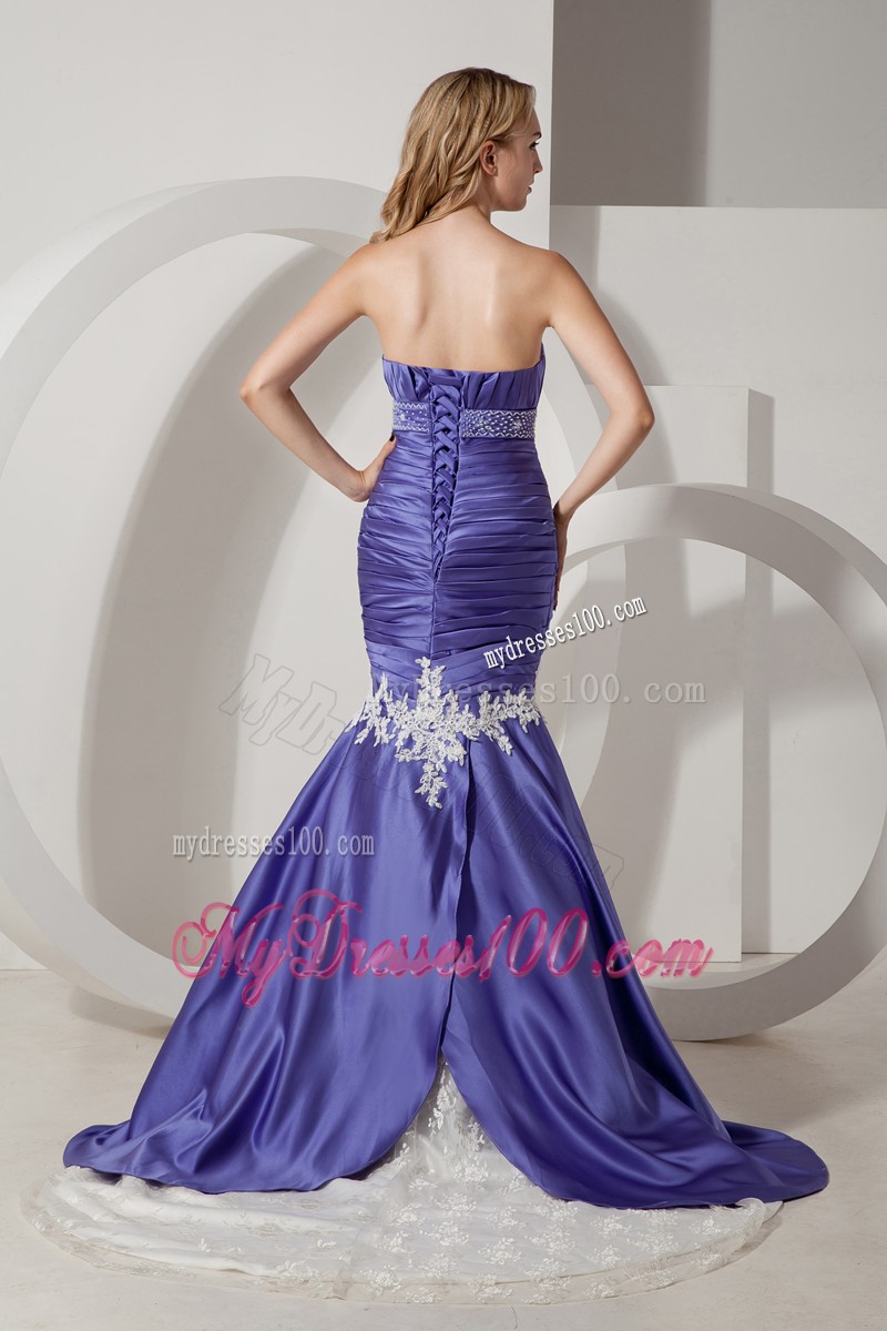 Mermaid Train Sweetheart Elastic Wove Prom Dress in Purple