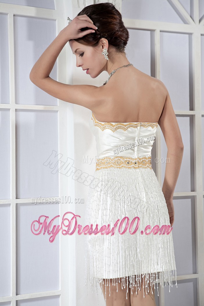 Sweetheart Mini White Prom Dress with Beading and Tassel