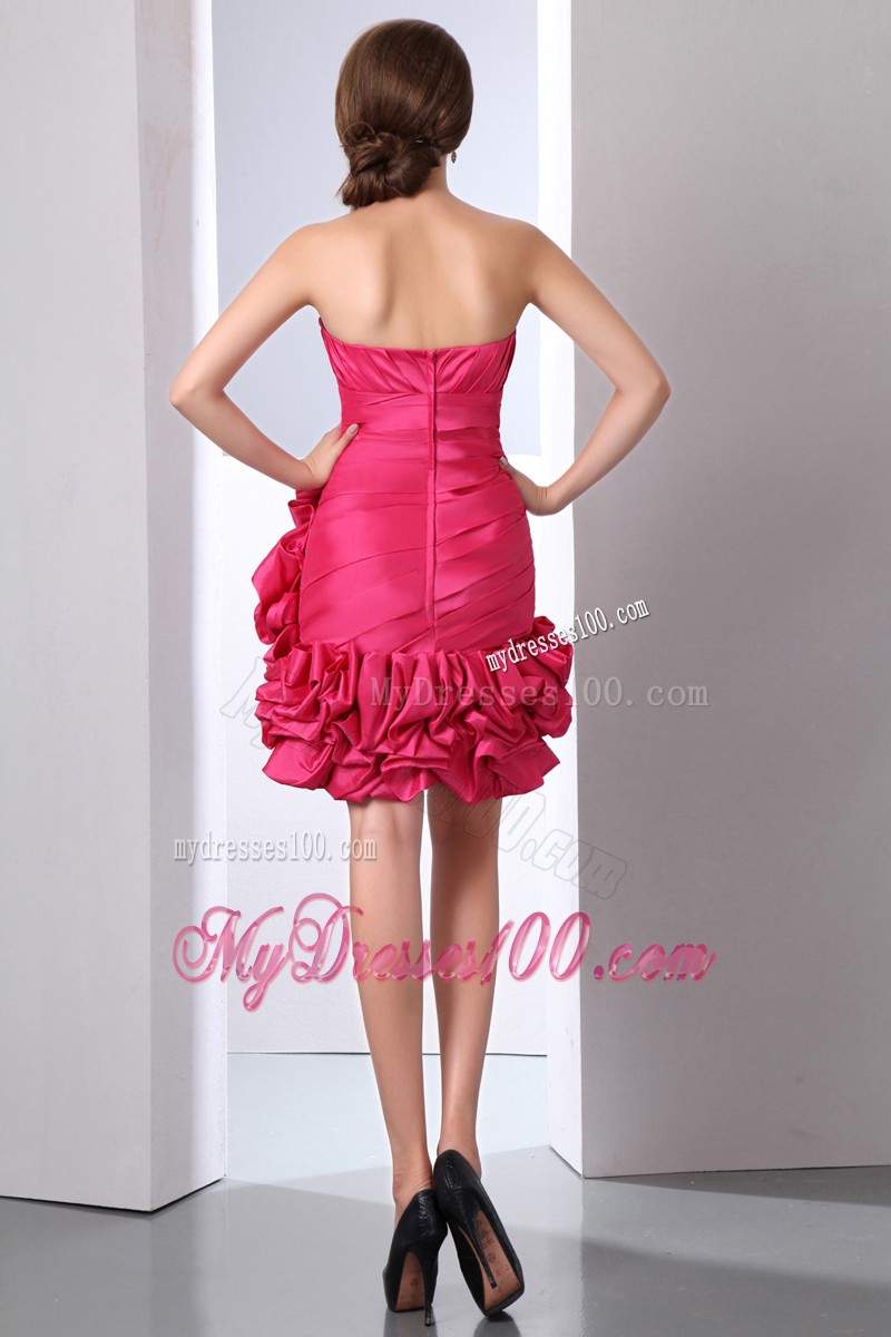 Ruching Sweetheart Prom Dress with Handle Flowers and Rolling Flowers