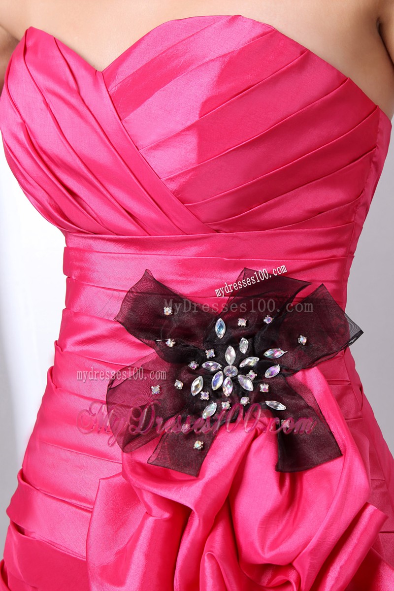 Ruching Sweetheart Prom Dress with Handle Flowers and Rolling Flowers