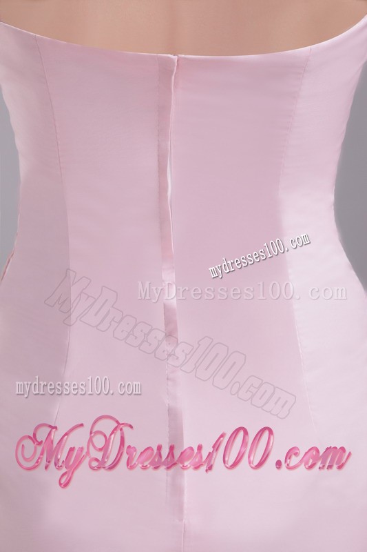 Pretty Handmade Flowers Ruche Baby Pink Short Prom Dresses