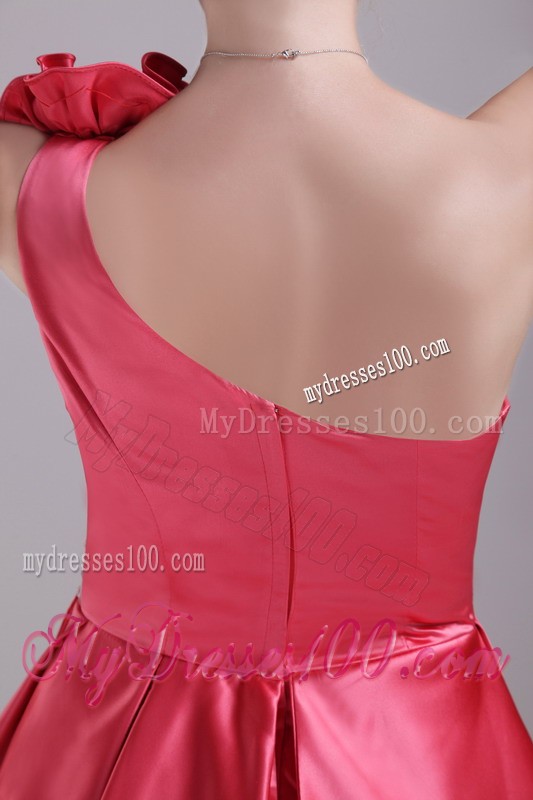 Beaded Handmade Flower Mini Prom Dresses Ruffles in Red