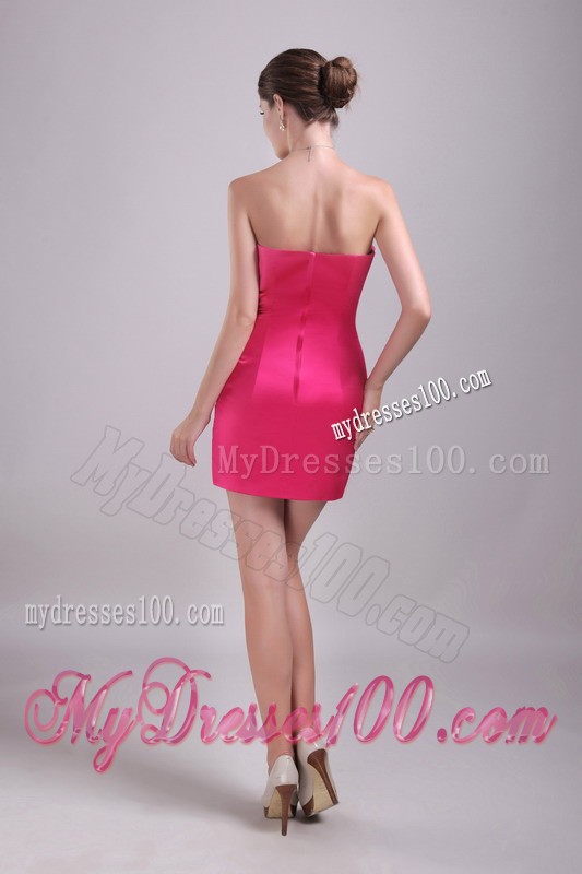 Outstanding Bowknot Sweetheart Beaded Ruche Mini Prom Dress