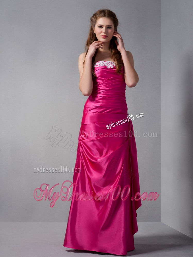 Ruching and Appliques Decorated Prom Gown with Brooch and Ruffles