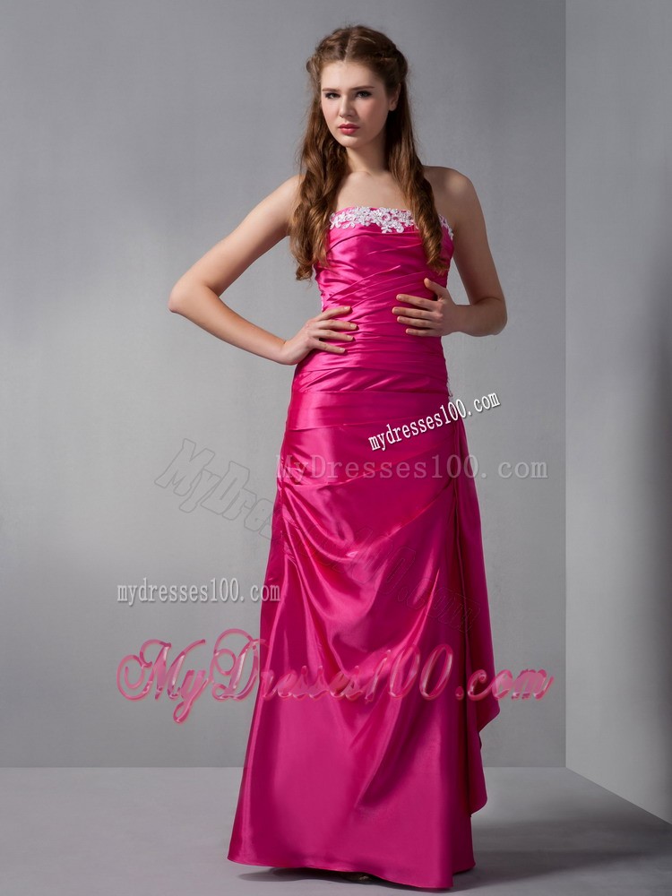 Ruching and Appliques Decorated Prom Gown with Brooch and Ruffles