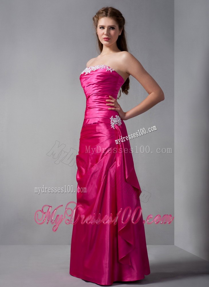Ruching and Appliques Decorated Prom Gown with Brooch and Ruffles