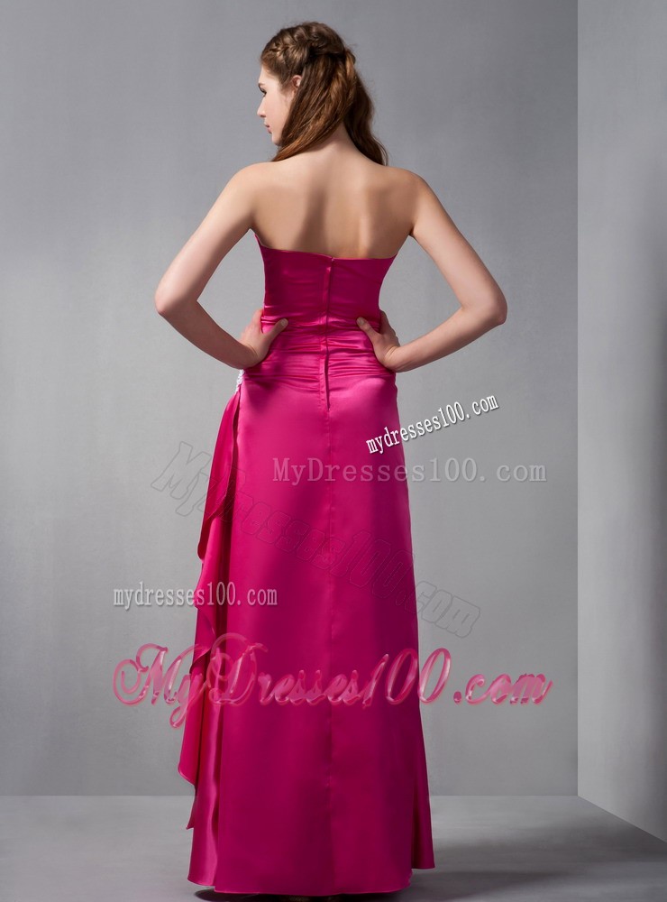 Ruching and Appliques Decorated Prom Gown with Brooch and Ruffles