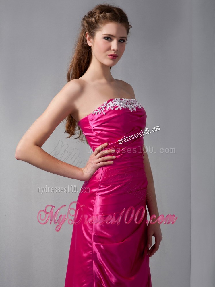 Ruching and Appliques Decorated Prom Gown with Brooch and Ruffles