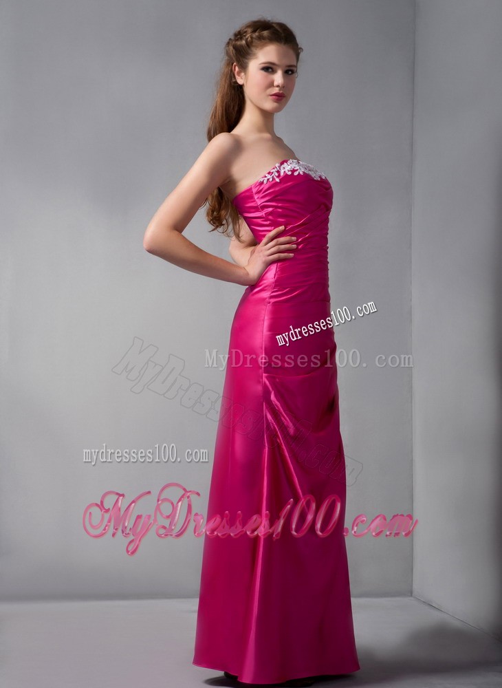 Ruching and Appliques Decorated Prom Gown with Brooch and Ruffles