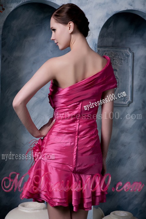 Beautiful Handmade Flower Short Hop Pink Prom Dresses for Girls Ruffles