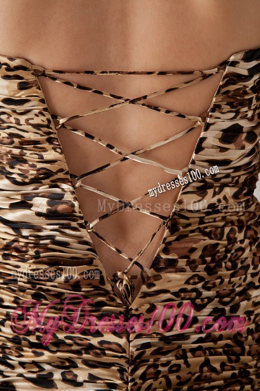 Sexy Leopard Print Strapless Sweetheart Mini Prom Party Dresses