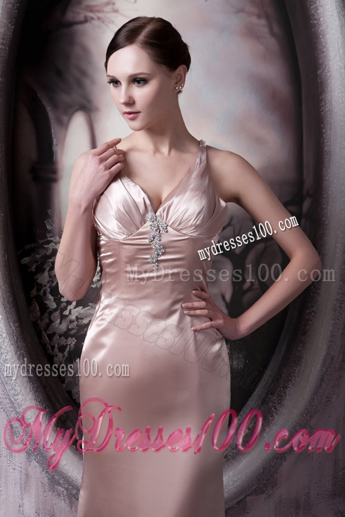 Criss Cross Back Straps Light Pink Sweep Train Prom Dress