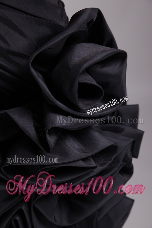 Special Sweetheart Beaded Rolling Flowers Mini Prom Dress in Black