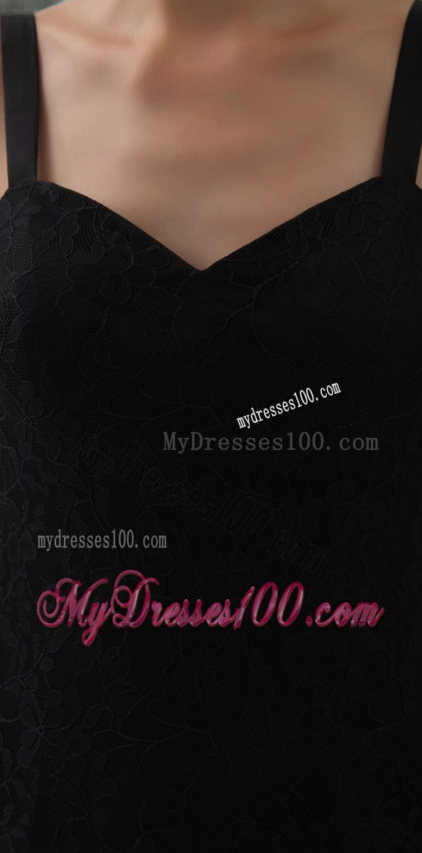 Elegant Court Train Spaghetti Straps Black Prom Dress Well-packaged
