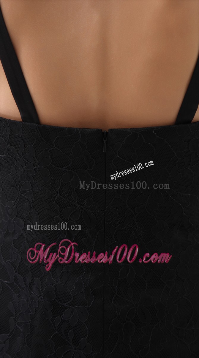 Elegant Court Train Spaghetti Straps Black Prom Dress Well-packaged