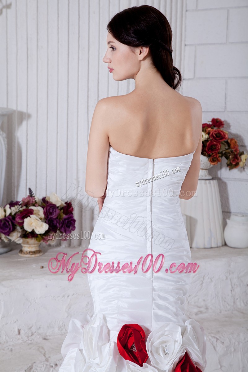 Beading and Ruching Decorated Prom Gown with Rolling Flowers