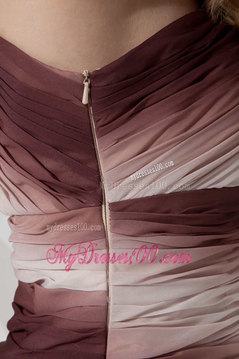 2013 Latest Ombre Color One Shoulder Chiffon Mini-length Dress