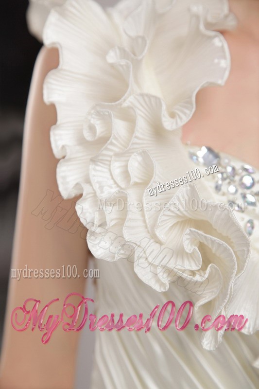 Petal One shoulder Prom Dress Decorated with Beadings and Ruching