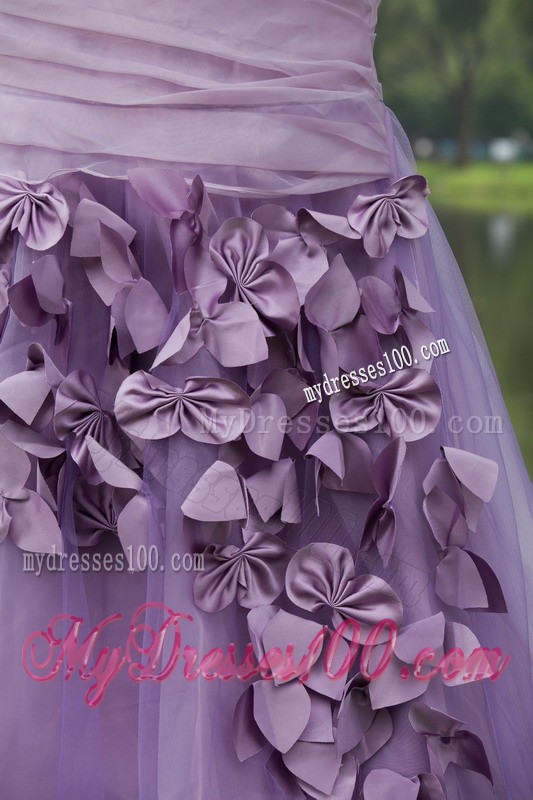 Dreamlike Lilac Court Train One Shoulder Prom Dress Ruche Bowknot