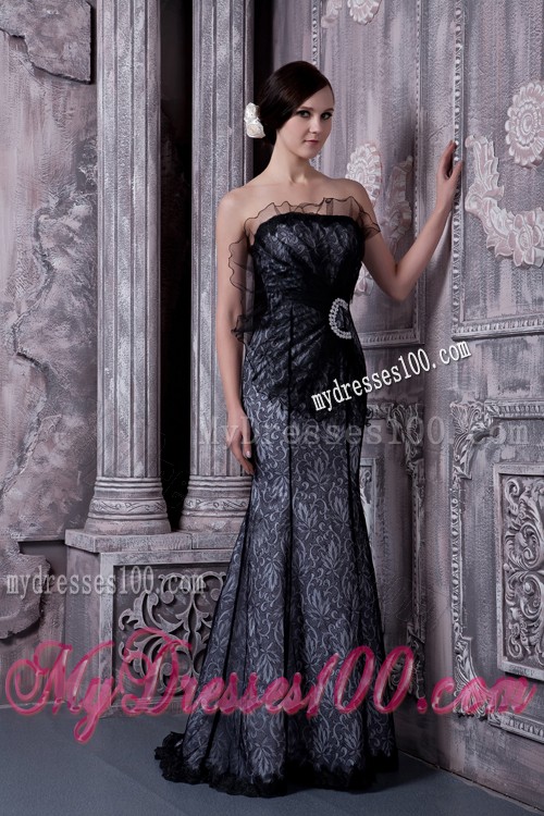 Special Print Strapless Black Prom Dress The Brand New Style