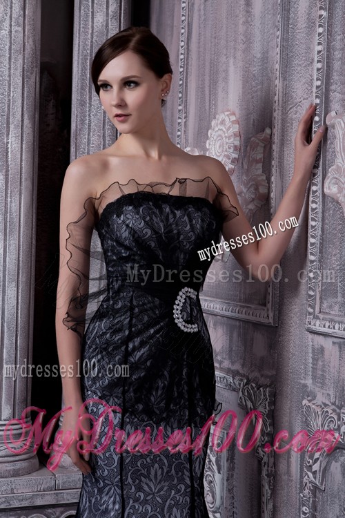 Special Print Strapless Black Prom Dress The Brand New Style